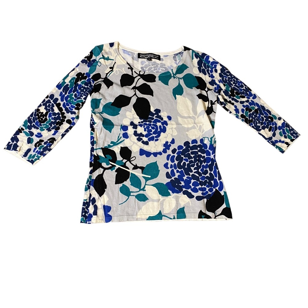Wind ridge Cheryl Nash Quarter Sleeve Floral sweater